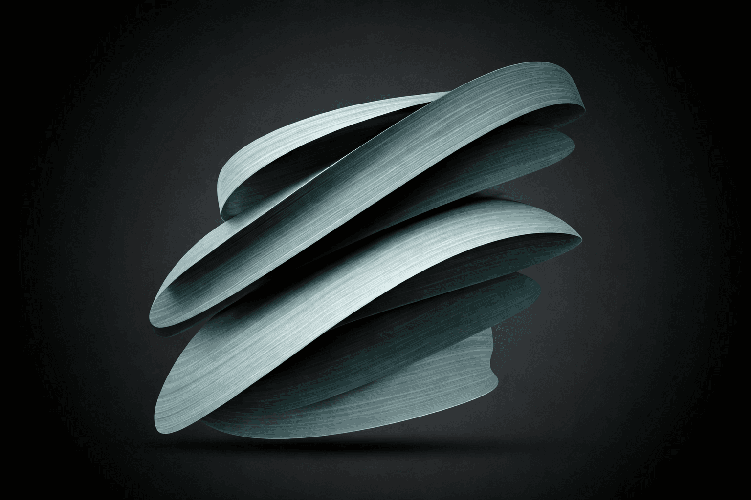 Abstract sculptural form with flowing metallic layers